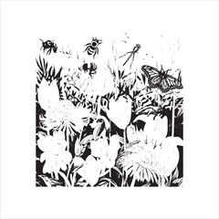 Fototapeta premium insects vector art black and white