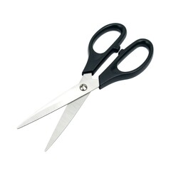 Black scissors on white background
