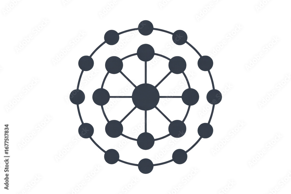 Aufkleber abstract circular network graphic with interconnected nodes, representing connectivity and relations