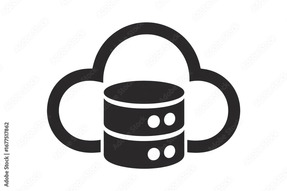 Poster cloud database icon, a simple graphic representing data storage in the cloud. background removed
