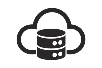 Cloud database icon, a simple graphic representing data storage in the cloud. background removed