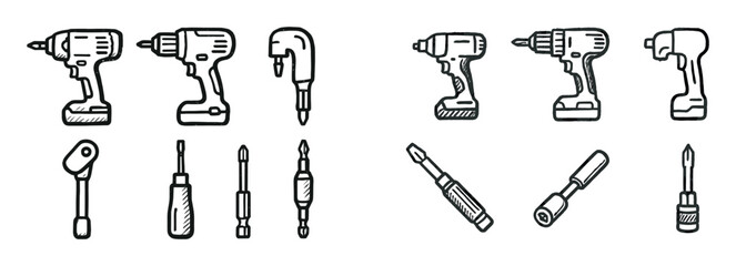 Obraz premium Hand-Drawn Power Tools