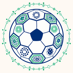 Decorative soccer ball with geometric patterns silhouette