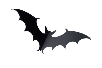 Black Bat Silhouette Wing Shape Halloween Decoration isolated on a transparent background image