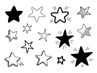 Obraz premium Hand-Drawn Star Collection: Diverse Designs for Creative Projects