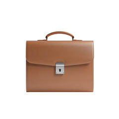 Classic leather briefcase on a transparent canvas exudes professional refinement and timeless style