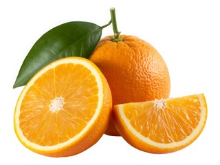 Whole orange half slice leaf citrus fruit