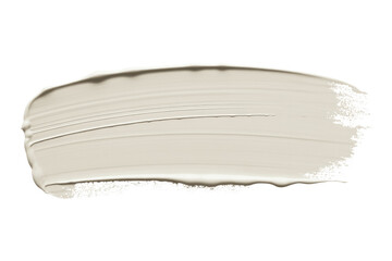A swatch of off-white paint, textured and applied with a brushstroke, isolated on a transparent background. background removed