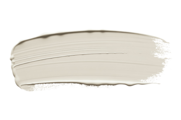 A swatch of off-white paint, textured and applied with a brushstroke, isolated on a transparent background. background removed
