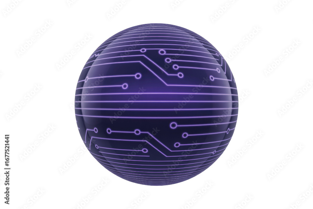 Aufkleber a transparent sphere with a circuit board pattern, representing global technology and connectivity. 