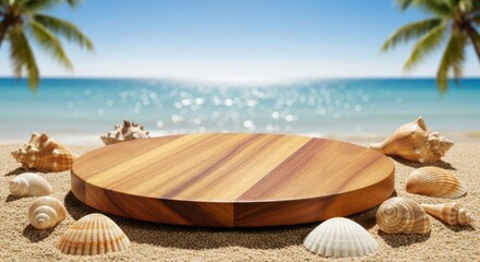 Obraz premium A wooden board with shells on it