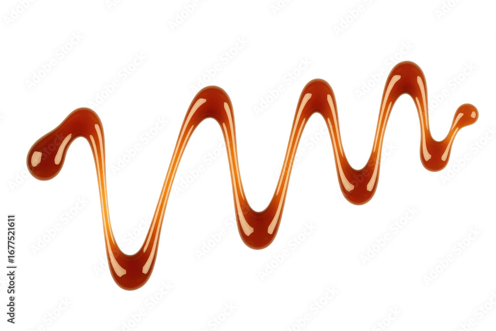 Poster a wavy stream of caramel sauce flows against a transparent background, creating a delicious visual. 
