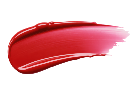 A swatch of vibrant red lipstick, smoothly applied on a transparent background, showcasing its texture and color. background removed