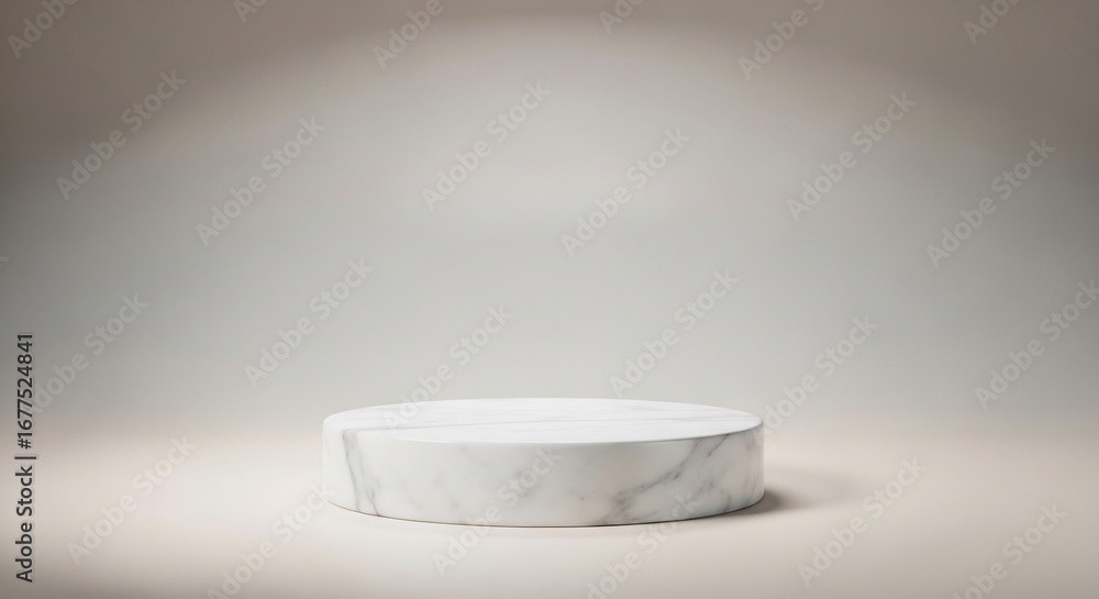Poster sleek marble cylinder display platform against soft gradient background