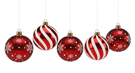 Obraz premium Collection of red christmas ornaments isolated on white background for holiday season