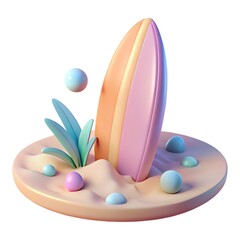 Summer Beach Vacation and Surfing Concept

