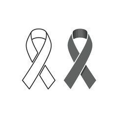 Two awareness ribbons, one outlined and one solid grey, symbolizing support and remembrance.