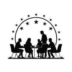 teamworking vector silhouette clip art logo design illustration