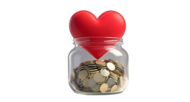 Heart over Coins in Jar