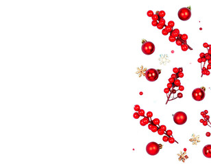 Firefly_Real photo of a red Christmas Santa Claus hat with a white pompom, Santa hat isolated - Firefly_Christmas or winter composition. Snowflakes and red berries on blue background. Chris  (2)