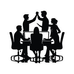teamworking vector silhouette clip art logo design illustration