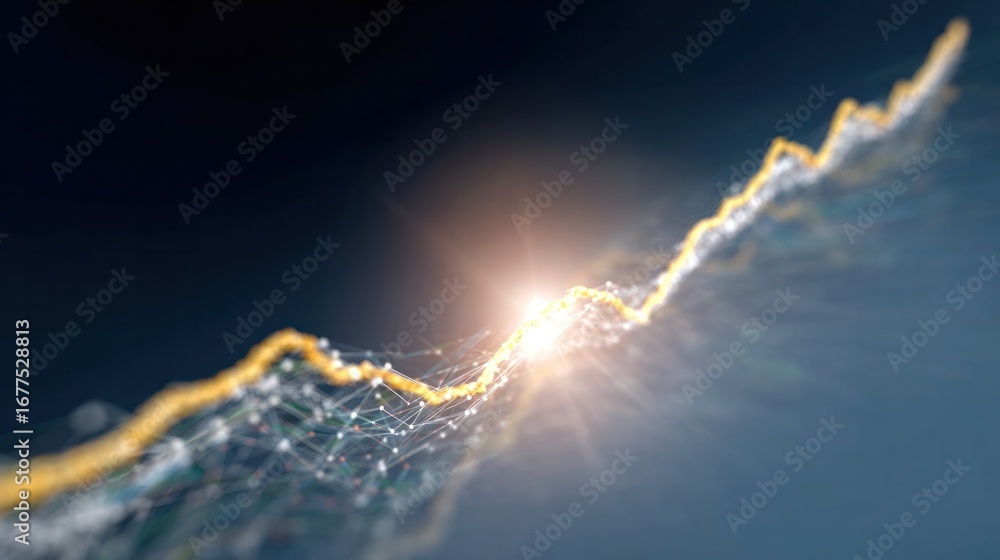 Aufkleber ascending digital path: a dynamic illustration showcasing a luminous path of interconnected nodes an