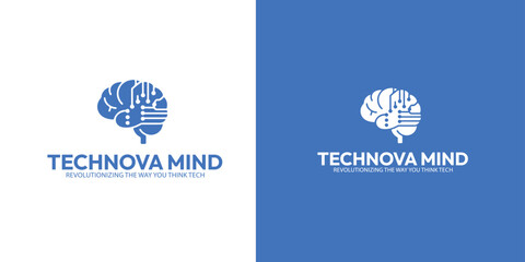 A dynamic logo of a brain connected to technology, representing revolutionary thinking and innovation.