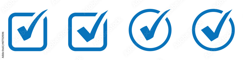 Poster check box icon with correct, accept checkmark icons tick box checked. approve symbol. check mark ico