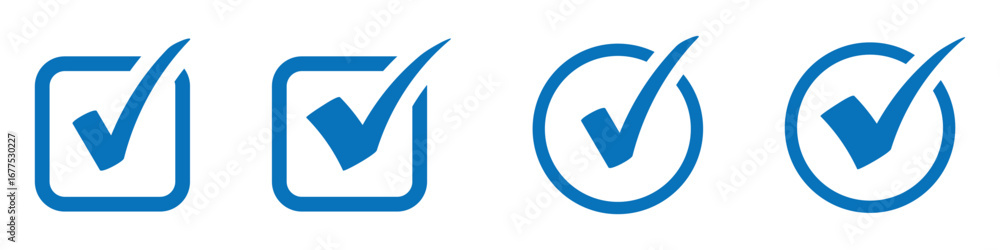 Poster check box icon with correct, accept checkmark icons tick box checked. approve symbol. check mark ico