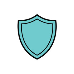Teal Shield with Black Outline Security and Protection Symbol.