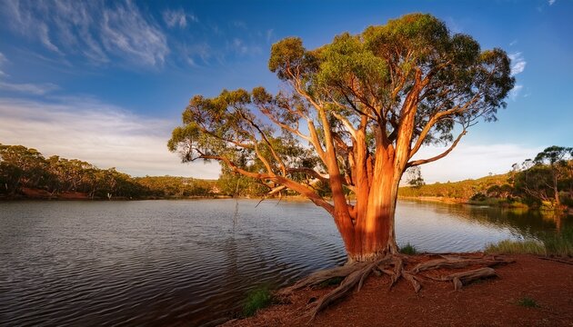 a river red gum eucalyptus camaldulensis tree offering a serene and captivating natural beauty