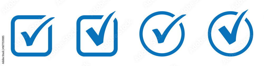 Poster check box icon with correct, accept checkmark icons tick box checked. approve symbol. check mark ico