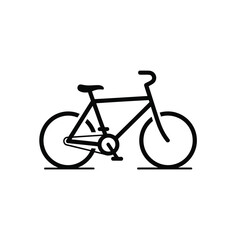 A minimalist black line art icon of a bicycle with two flat tires on a white background.