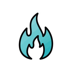 Teal Blue Flame Icon Cartoon Style Fire Graphic.