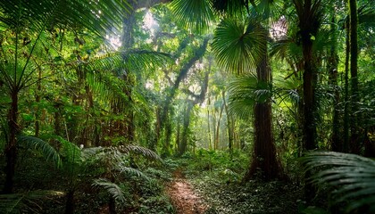 Fototapeta premium dense jungle with a thick canopy of trees