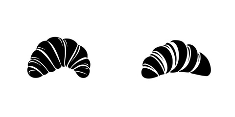 Minimalist black-and-white vector illustration of croissants showcasing simple silhouettes in a modern design