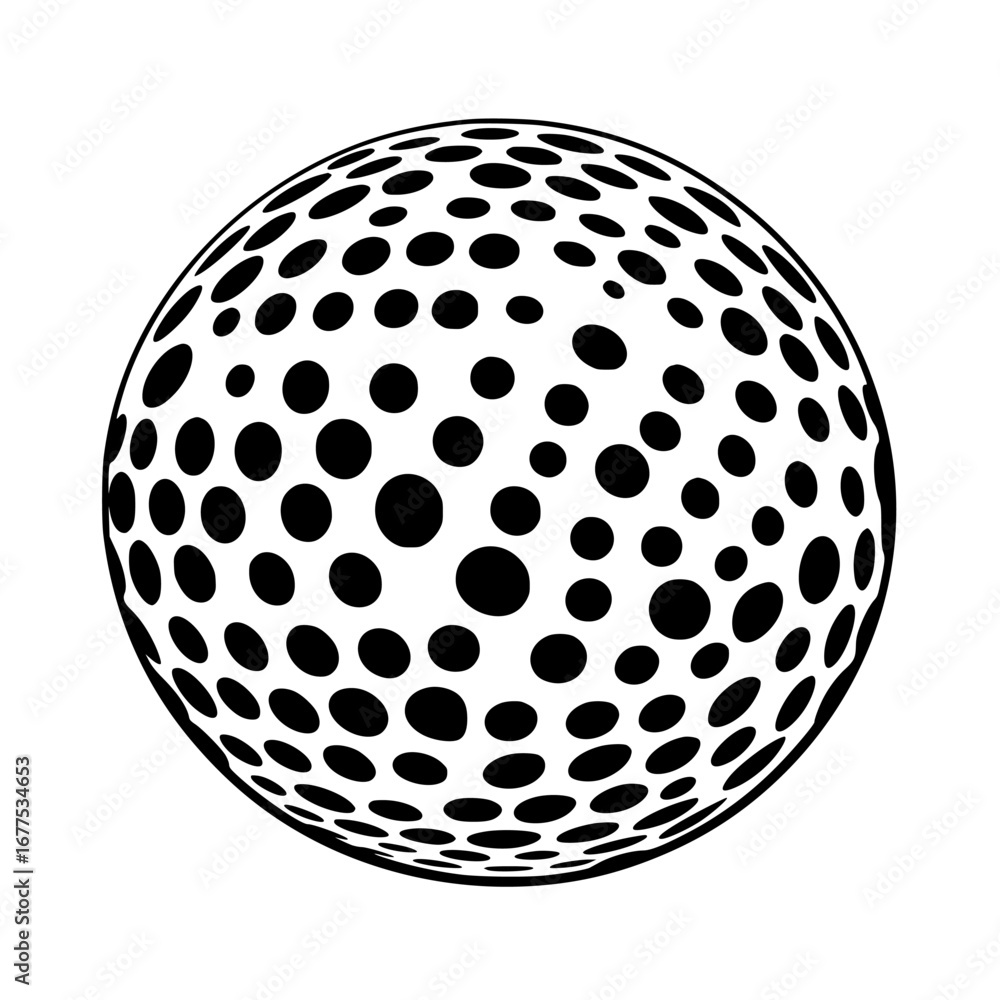 Aufkleber black-and-white vector illustration of a minimalist globe design featuring dotted patterns in a simp