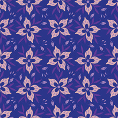 seamless pattern with purple flowers