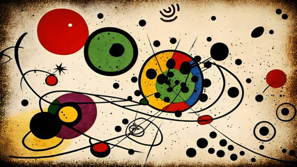 Bunte Kreiskomposition im retrofuturistischen Stil – Abstraktes Wallpaper – Cooles Hintergrundbild