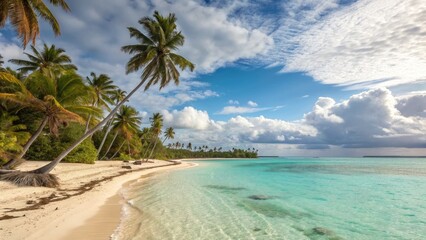 Tropical beach with coconut palm trees