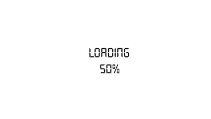 Digital loading indicator showing fifty six percent progress on a clean white background screen
