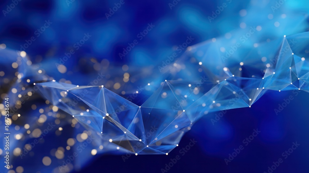 Aufkleber abstract digital network: a dynamic representation of interconnected nodes and lines, set against a 