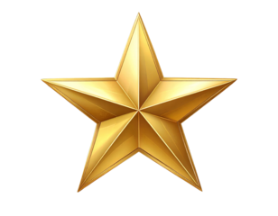 Sparkling Gold Star with Glitter Effect, Isolated on Transparent Background