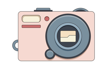 portative camera. photography technology recording filming devices element. vector cartoon object.