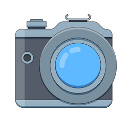 portative recording camera. filming devices element, photography technology recording. vector cartoon object.