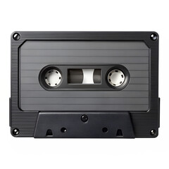 Vintage Black Cassette Tape Isolated on Transparent Background PNG