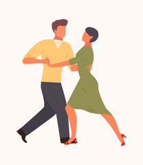 cartoon people dancing. disco enjoy party, male and female characters listening music dance from fun. vector cartoon characters.