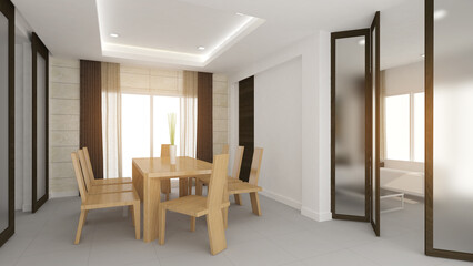 A pantry and dining area,residential area, 3d rendering.