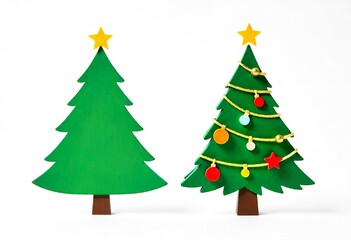 Fototapeta premium illustration Two stylized Christmas trees, white background.