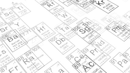 periodic table of the elements on black blackground,history of chemical elements, represents the atomic number and symbol.,3d rendering